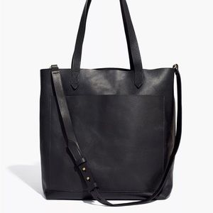 Madewell “The Transport Tote” in Black Leather - Crossbody Shoulder Bag Medium